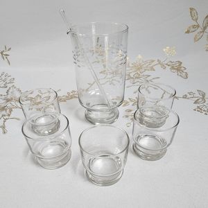 Pincess House 1960's Vintage Martini Cocktail Pitcher Set with 5 Glasses
